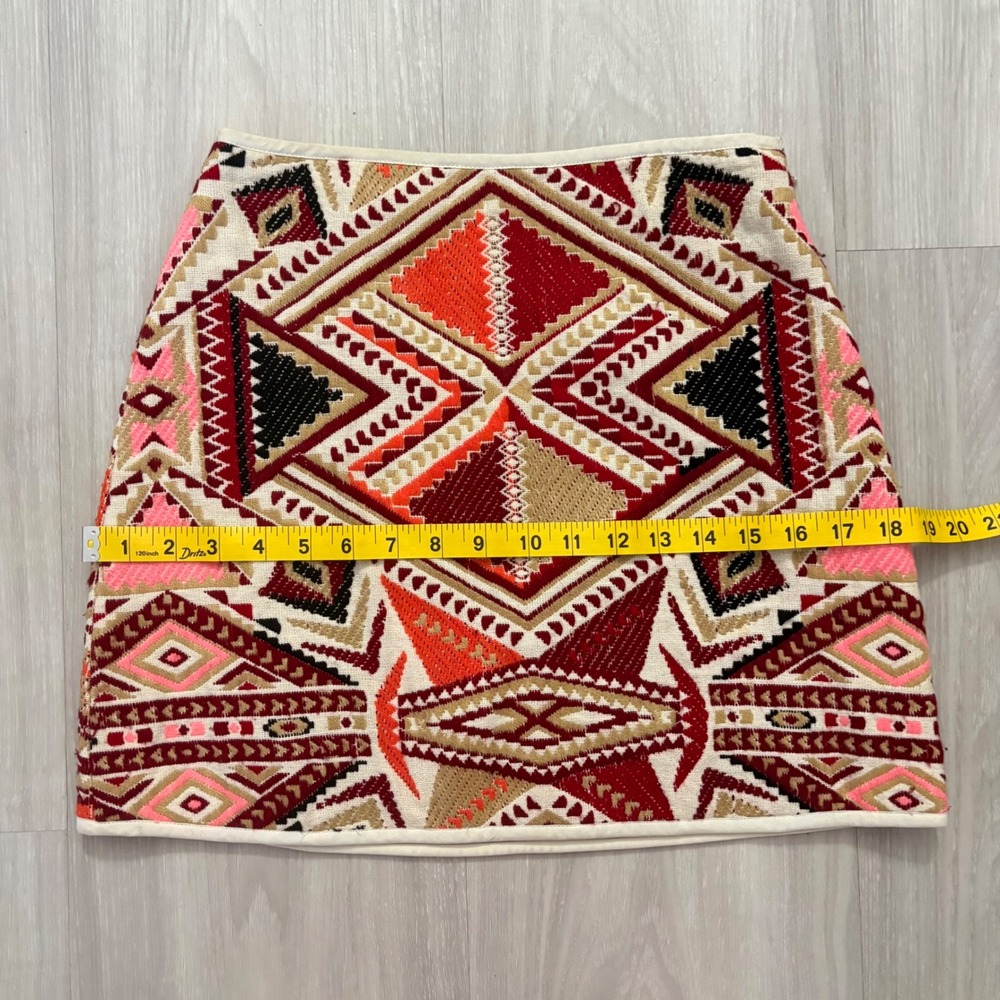Topshop Women Skirt Mini Aztec Geometric Tapestry MultiColor Woven Festival US 4 - Picture 8 of 11